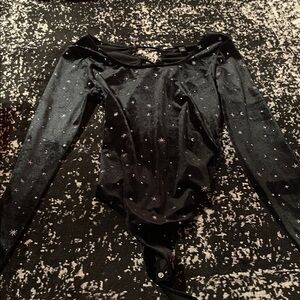 black long sleeve stars bodysuit